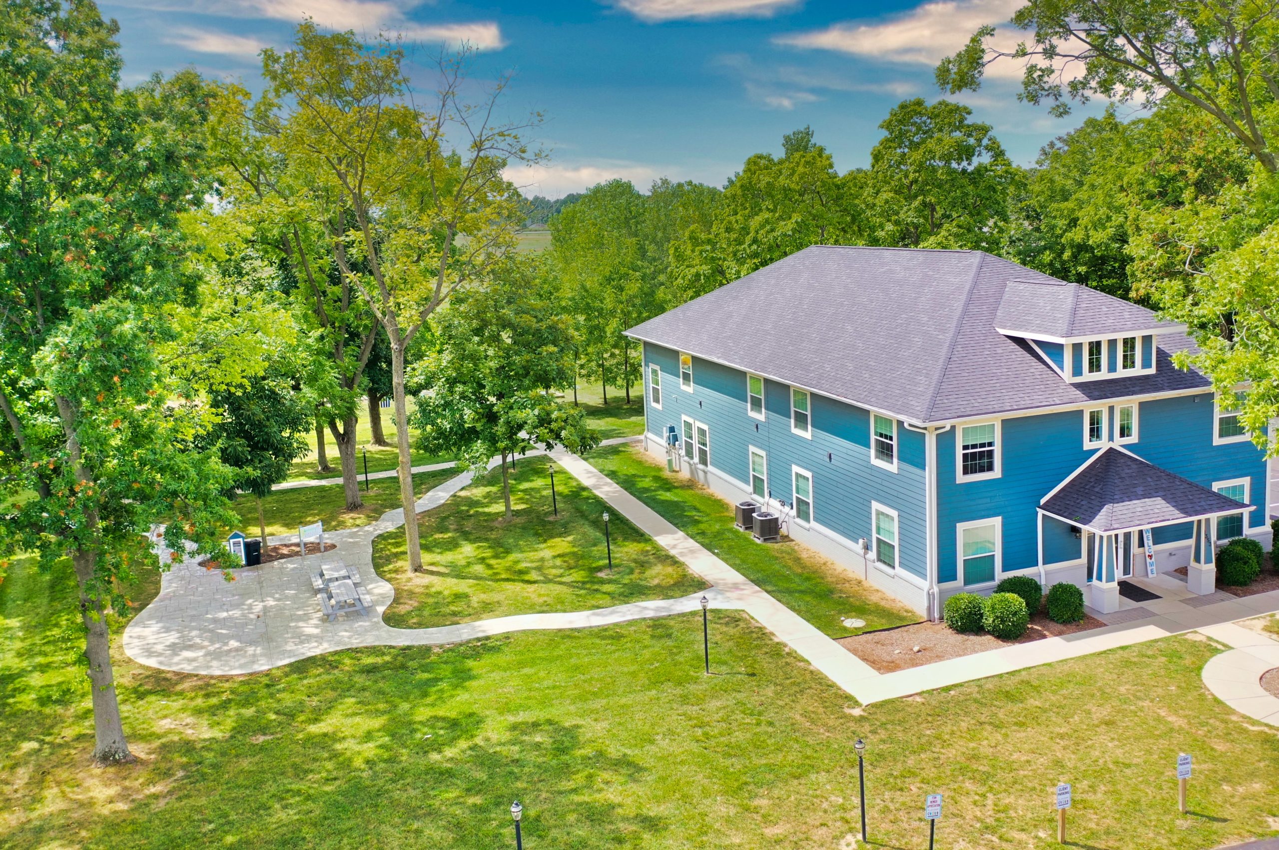Aerial view of a K1ds Count Therapy Brownsburg ABA building